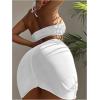 imageMakeMeChic Womens 3 Piece Bathing Suits Halter Ring Bikini Set with Cover Up SkirtsWhite 3