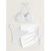 imageMakeMeChic Womens 3 Piece Bathing Suits Halter Ring Bikini Set with Cover Up SkirtsWhite 3