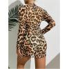 imageMakeMeChic Womens 3 Piece Bikini Set Leopard Halter Triangle Bathing Suit with Drawstring Cover Up DressMulticolor