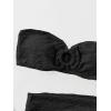 imageMakeMeChic Womens 3 Piece Swimsuit Ring Linked Bandeau High Cut Bikini with Cover Up Skirt SetBlack