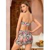 imageMakeMeChic Womens 3 Piece Swimsuit Ring Linked Bandeau High Cut Bikini with Cover Up Skirt SetFloral 1