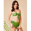imageMakeMeChic Womens 3 Piece Swimsuit Ring Linked Bandeau High Cut Bikini with Cover Up Skirt SetOlive