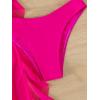 imageMakeMeChic Womens 3 Piece Swimsuit Solid Halter Bikini Set with Ruffle Sheer Cover UpHot Pink