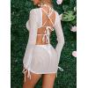imageMakeMeChic Womens 3 Piece Swimsuit Tie Back Halter Triangle Thong Bikini Set with Cover Up DressWhite