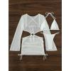 imageMakeMeChic Womens 3 Piece Swimsuit Tie Back Halter Triangle Thong Bikini Set with Cover Up DressWhite