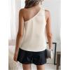 imageMakeMeChic Womens 3D Flower One Shoulder Sleeveless Blouses Shirt TopApricot