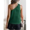 imageMakeMeChic Womens 3D Flower One Shoulder Sleeveless Blouses Shirt TopDark Green