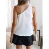 imageMakeMeChic Womens 3D Flower One Shoulder Sleeveless Blouses Shirt TopWhite