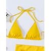 imageMakeMeChic Womens 3packs Triangle Bikini Swimsuit ampamp Beach SkirtYellow