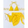 imageMakeMeChic Womens 3packs Triangle Bikini Swimsuit ampamp Beach SkirtYellow