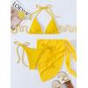 imageMakeMeChic Womens 3packs Triangle Bikini Swimsuit ampamp Beach SkirtYellow