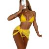 imageMakeMeChic Womens 3packs Triangle Bikini Swimsuit ampamp Beach SkirtYellow