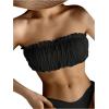 imageMakeMeChic Womens Bandeau Bikini Tops Strapless Frill Trim Swimsuit TopBlack