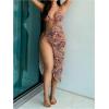 imageMakeMeChic Womens Bikini Sets Paisley Print Triangle Halter Cheeky Ring Linked Bathing SuitMulticolor