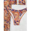 imageMakeMeChic Womens Bikini Sets Paisley Print Triangle Halter Cheeky Ring Linked Bathing SuitMulticolor