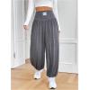 imageMakeMeChic Womens Bow Knot Elastic Waist Pants Loose Fit Plain Summer Baggy TrousersLight Grey