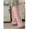 imageMakeMeChic Womens Bow Print Elastic Waist Drawstring Sweatpants Pocket Baggy Y2K Jogger PantsPink