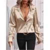 imageMakeMeChic Womens Button Down Shirt Long Sleeve Collared Pocket Work Blouse TopGold