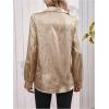 imageMakeMeChic Womens Button Down Shirt Long Sleeve Collared Pocket Work Blouse TopGold