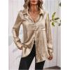 imageMakeMeChic Womens Button Down Shirt Long Sleeve Collared Pocket Work Blouse TopGold