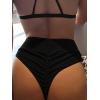 imageMakeMeChic Womens Casual High Waist Solid Bikini Bottoms Swim PantiesBlack B