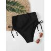 imageMakeMeChic Womens Casual High Waist Solid Bikini Bottoms Swim PantiesBlack Drawstring