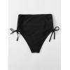 imageMakeMeChic Womens Casual High Waist Solid Bikini Bottoms Swim PantiesBlack Drawstring