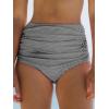 imageMakeMeChic Womens Casual High Waist Solid Bikini Bottoms Swim PantiesBlack and White