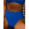 imageMakeMeChic Womens Casual High Waist Solid Bikini Bottoms Swim PantiesBlue a