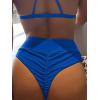 imageMakeMeChic Womens Casual High Waist Solid Bikini Bottoms Swim PantiesBlue a