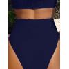 imageMakeMeChic Womens Casual High Waist Solid Bikini Bottoms Swim PantiesNavy Blue