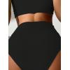 imageMakeMeChic Womens Casual High Waist Solid Bikini Bottoms Swim PantiesSolid Black