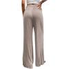 imageMakeMeChic Womens Casual Lettuce Trim Elastic High Waist Wide Leg PantsApricot
