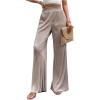 imageMakeMeChic Womens Casual Lettuce Trim Elastic High Waist Wide Leg PantsApricot