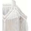 imageMakeMeChic Womens Cold Shoulder Tops Contrast Lace Long Sleeve Blouse V Neck Boho ShirtsWhite