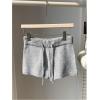 imageMakeMeChic Womens Crochet Knit Mini Shorts Micro Pajama Fuzzy ShortsLight Grey