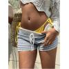 imageMakeMeChic Womens Crochet Knit Mini Shorts Micro Pajama Fuzzy ShortsStriped Blue