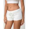 imageMakeMeChic Womens Crochet Knit Mini Shorts Micro Pajama Fuzzy ShortsWhite