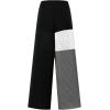 imageMakeMeChic Womens Crochet Wide Leg Pants Tie Waist Colorblock Hollow Out Trousers Knit Baggy Y2K TrousersBlack