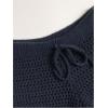 imageMakeMeChic Womens Crochet Wide Leg Pants Tie Waist Colorblock Hollow Out Trousers Knit Baggy Y2K TrousersBlue