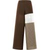 imageMakeMeChic Womens Crochet Wide Leg Pants Tie Waist Colorblock Hollow Out Trousers Knit Baggy Y2K TrousersCoffee Brown