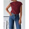 imageMakeMeChic Womens Draped Neck Tops Cap Sleeve Mock Neck Keyhole Work Shirt Summer BlouseBurgundy