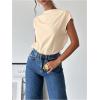 imageMakeMeChic Womens Draped Neck Tops Cap Sleeve Mock Neck Keyhole Work Shirt Summer BlouseKhaki