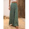 imageMakeMeChic Womens Floral High Waisted Ruffle Wide Leg Pants Boho Summer Beach Palazzo PantsGreen