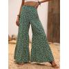 imageMakeMeChic Womens Floral High Waisted Ruffle Wide Leg Pants Boho Summer Beach Palazzo PantsGreen