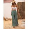 imageMakeMeChic Womens Floral High Waisted Ruffle Wide Leg Pants Boho Summer Beach Palazzo PantsGreen