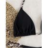 imageMakeMeChic Womens Halter Triangle Thong Bikini Sets High Cut Swimsuit Bathing Suit SwimwearBlack Leopard