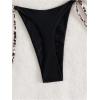 imageMakeMeChic Womens Halter Triangle Thong Bikini Sets High Cut Swimsuit Bathing Suit SwimwearBlack Leopard