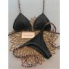 imageMakeMeChic Womens Halter Triangle Thong Bikini Sets High Cut Swimsuit Bathing Suit SwimwearBlack Leopard