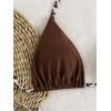 imageMakeMeChic Womens Halter Triangle Thong Bikini Sets High Cut Swimsuit Bathing Suit SwimwearBrown